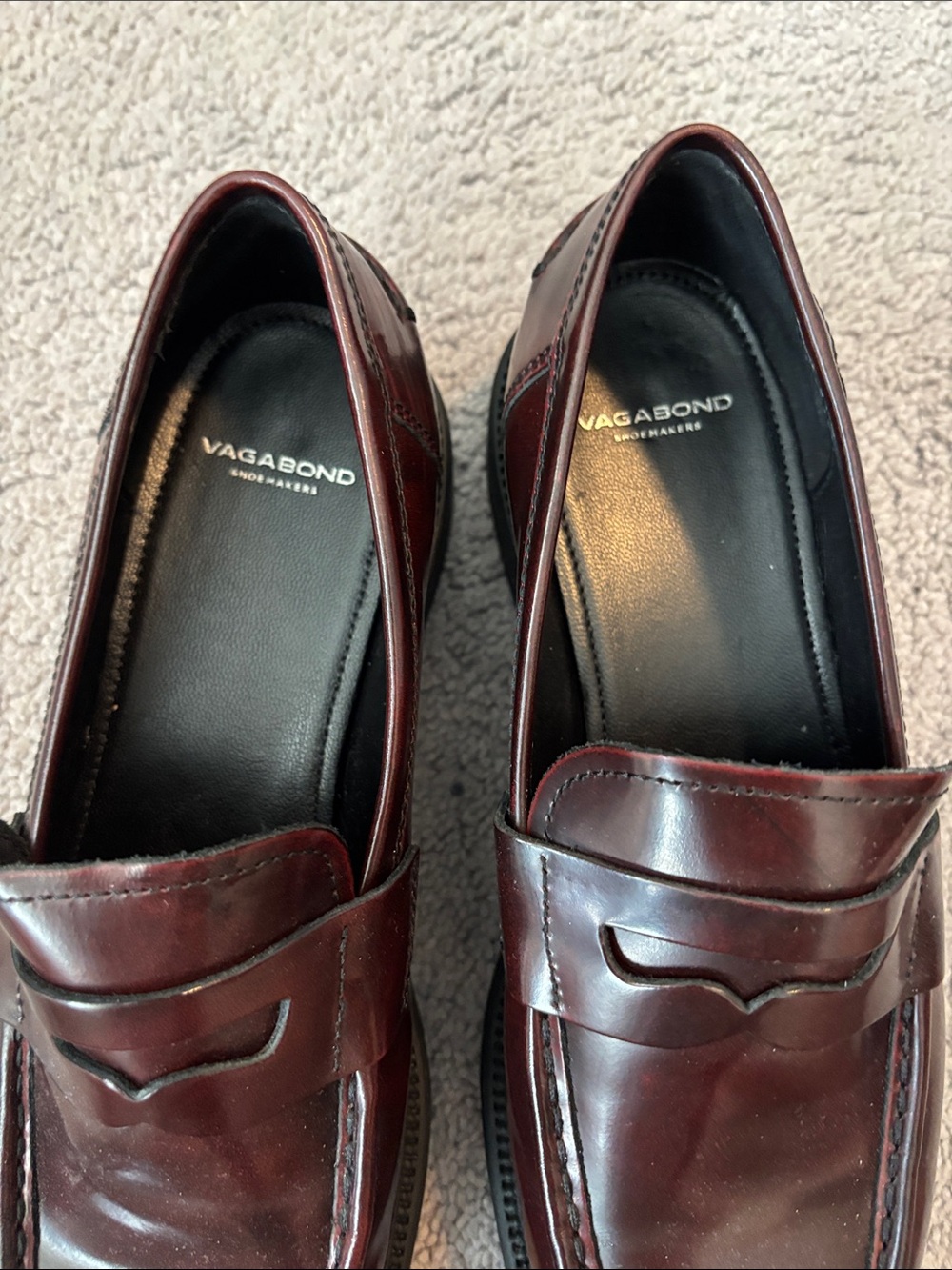 Women’s Burgundy Leather Penny Loafers - Picture 4 of 4